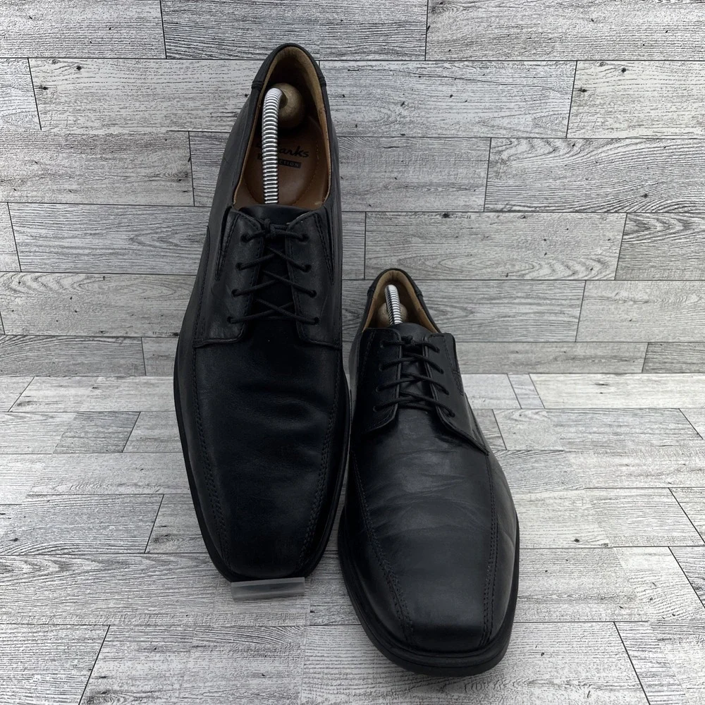 Clarks Tilden Walk Black Leather Oxford‎ Dress Shoes Men Size 11.5M